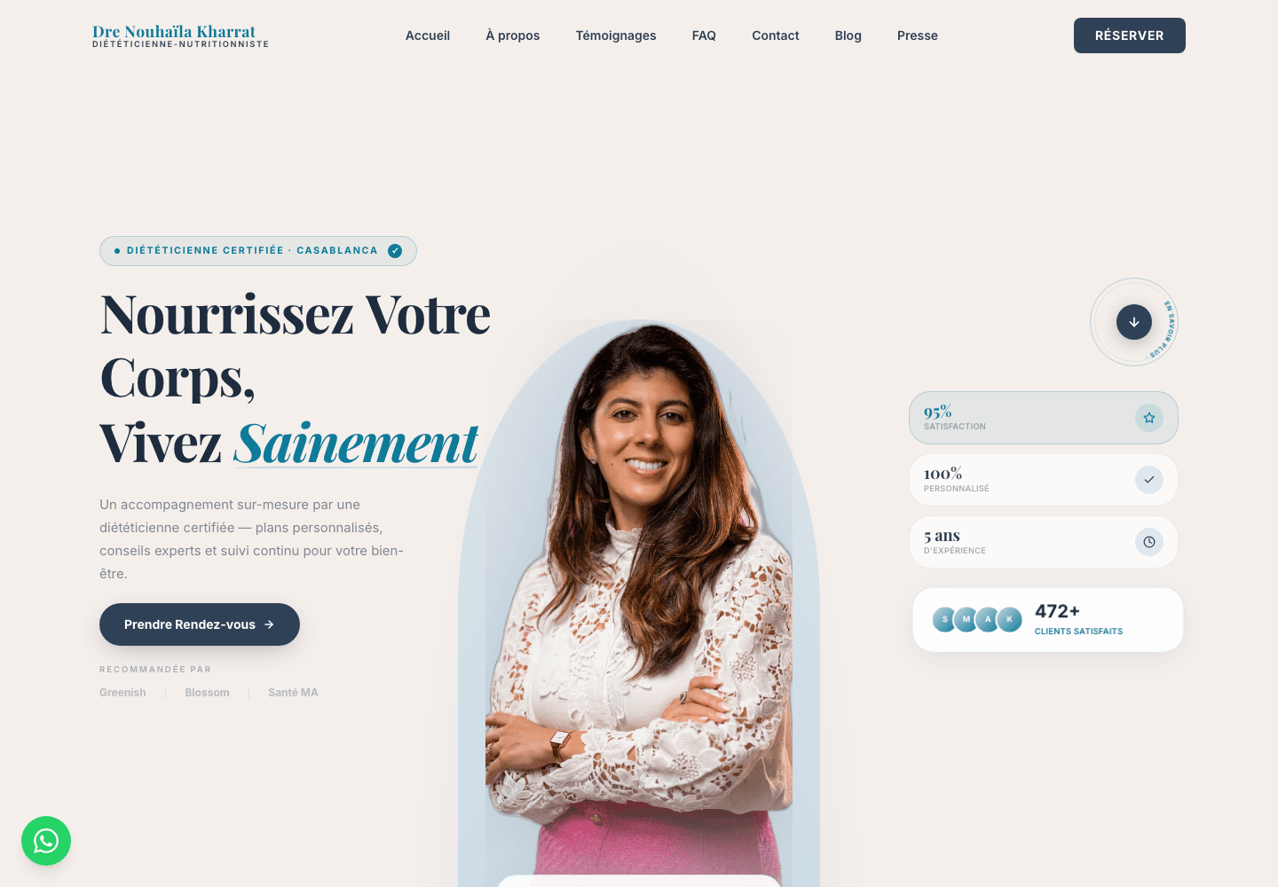 Nutritionist Website Concept case study screen